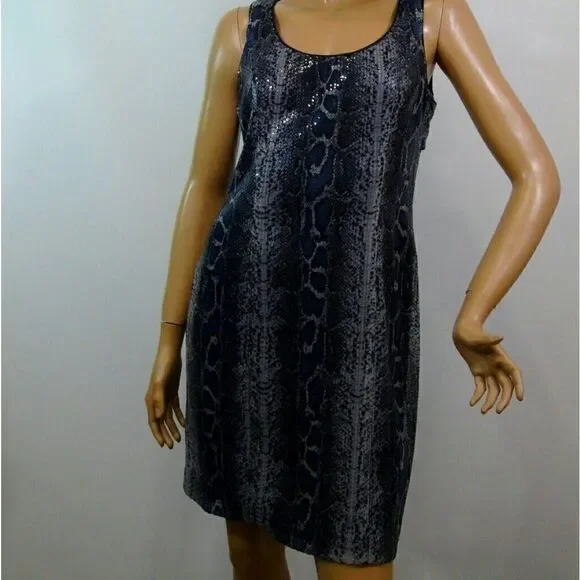 Sequined Python Print Cut Out Party Dress - Picture 2 of 8